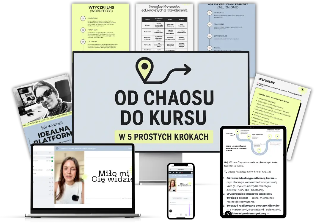 Kurs Start – Od chaotycznych notatek do gotowego kursu w pięciu prostych krokach. Zamień wiedzę w produkt edukacyjny
